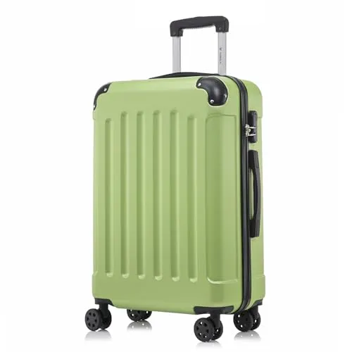 yonsly Koffer Suitcase L - Grüner Trolley mit 360° Rollen - Robuster Reisekoffer aus leichtem ABS-Material mit 4 leisen 360° Rollen für mühelose Mobilität. Integriertes Sicherheitsschloss sorgt für Schutz Ihrer Gegenstände. Ideal für Reisen und den täglichen Gebrauch.