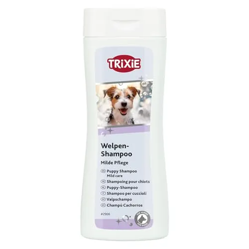 TRIXIE Welpen-Shampoo 250 ml - Mildes Shampoo für die empfindliche Haut junger Hunde, angereichert mit Naturkräutern und Vitaminen für sanfte Reinigung und glänzendes Fell.
