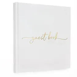 Gästebuch Hochzeit – 72 Seiten Premium-Papier, Mit Goldenem Titel - Ideal Für Hochzeiten - Kraftpapier-WEIß-EN
