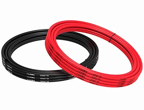 TUOFENG 16 AWG Draht Flexibler Silikondraht 10 Meter [5 m Schwarz und 5 m Rot] Verzinnter Kupferdraht 16 Gauge-Litzendraht für DIY RC-Spielzeugmodelle Auto Electronic equip