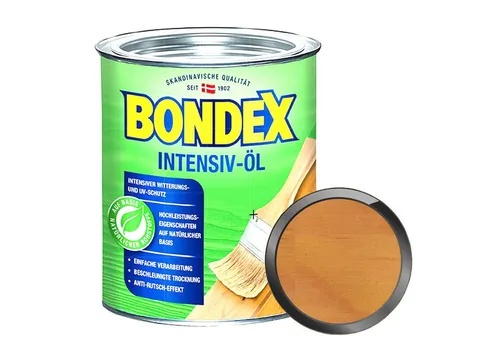 Bondex Holzöl Intensivöl 0,75 L - Wässriges Holzpflegeöl für Innen und Außen mit intensivem Witterungs- und UV-Schutz. Ideal für Gartenmöbel und Holzfußböden. Einfach anzuwenden und schnell trocknend.