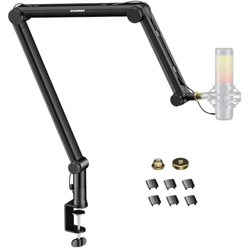 Aokeo AK-49 Microphone Stand Arm for HyperX QuadCast, SoloCast, Elgato Wave, Shure SM7B, Blue Yeti, Blue Snowball, Broadcast, Studio Program Recording