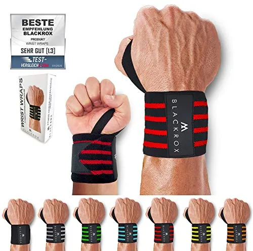 BLACKROX Handgelenkbandage Wrist Wraps Beast Killer 2x Handgelenkstütze Mann Frau Handgelenk Bandage für Sport, Fitness, Gym Bodybuilding powerlifting weightlifting kraftsport (Rot)