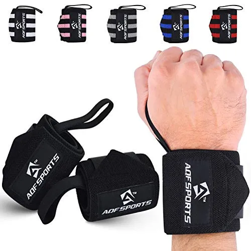 AQF Handgelenk Bandagen Fitness, 45cm Gym Bandage Handgelenk, Handgelenkstütze Bandagen Krafttraining, Bodybuilding Handgelenkbandage, Powerlifting Wrist Wrap Für Herren & Damen (Volles Schwarz)