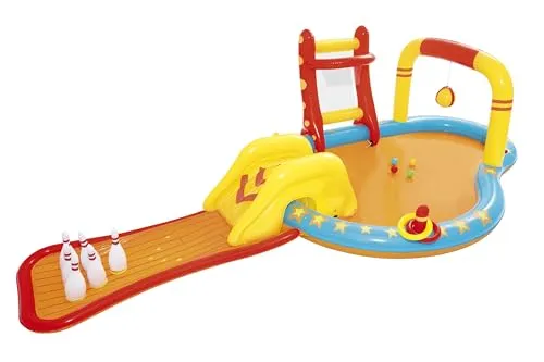 Bestway® 53068 Wasserspielcenter Kleiner Champion - Swimmingpools mit Rutsche, Wassersprinkler und Schwingball – perfekt für unvergessliche Sommertage im Garten! Strapazierfähiges PVC und 314 Liter Wasserkapazität sorgen für sicheren Spielspaß.