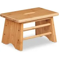 Relaxdays Fußbank Bambus mit Griff Hellbraun - Praktischer Tritthocker aus robustem Bambus, ideal für den Haushalt. Mit Griffmulde für einfache Handhabung und stabiler Stand. Perfekt zum Erreichen hoher Regale und als Badhocker für Kinder.