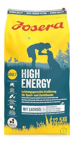 JOSERA High Energy Hundefutter 12,5 kg - Glutenfreies Super Premium Futter mit Lachsprotein, ideal für sportliche Hunde und optimale Nährstoffversorgung bei Training und Zucht