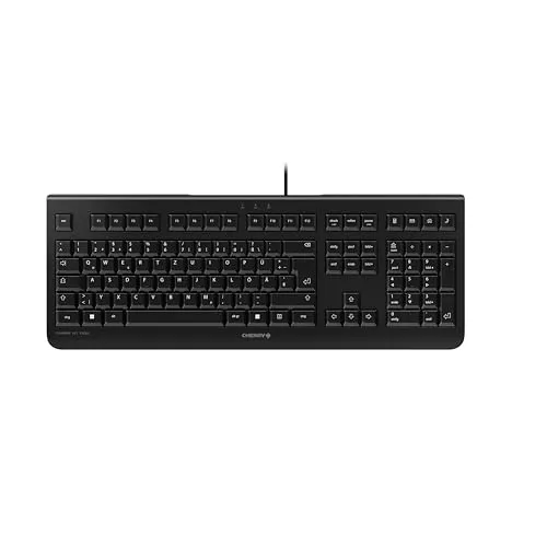 CHERRY KC 1000 Kabelgebundene Tastatur - Flaches Office-Keyboard mit ung. QWERTZ-Layout, leisen Tastenanschlägen und Plug & Play USB-Anschluss. Ideal für geräuscharmes Arbeiten im Büro oder Home Office.