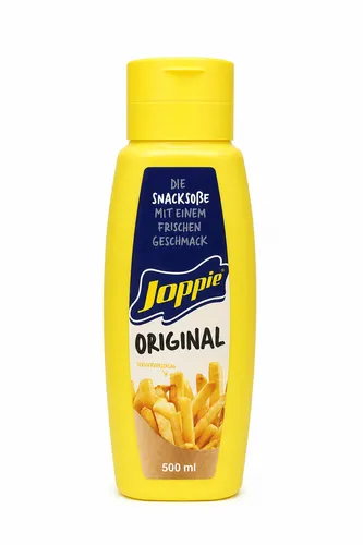 Joppie Sauce 500ml - Beliebte Cocktailsoße mit Curry - Fertigsaucen aus den Niederlanden, ideal für Pommes und Snacks. Genieße den einzigartigen Geschmack mit frischen Zwiebeln und einem Hauch von Curry.