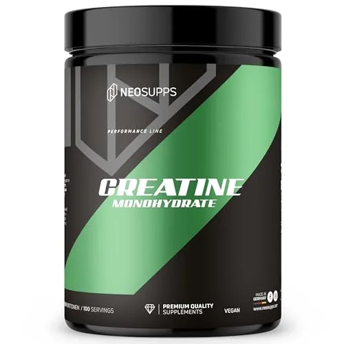 Neosupps Creatin Monohydrat Pulver 500g – 100 % reines Kreatin ohne Zusatzstoffe, vegan & geschmacksneutral, für Schnellkrafttraining & körperliche Leistung im Sport