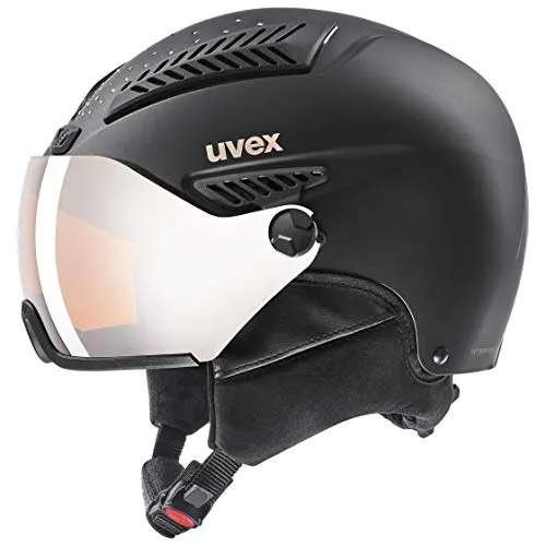 uvex hlmt 600 Visor - robuster Skihelm für Damen und Herren - mit Visier - mit Komfortverschluss - wmn Black matt - 53-55 cm