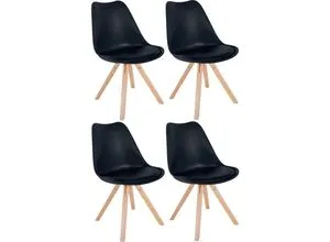 CLP 4er Set Stühle Sofia - Esszimmerstühle mit Kunstledersitz - 4er Set Esszimmerstühle Sofia, stilvoller Materialmix aus Kunststoff und Holz, ideal für komfortables Sitzen in Ihrem Esszimmer.