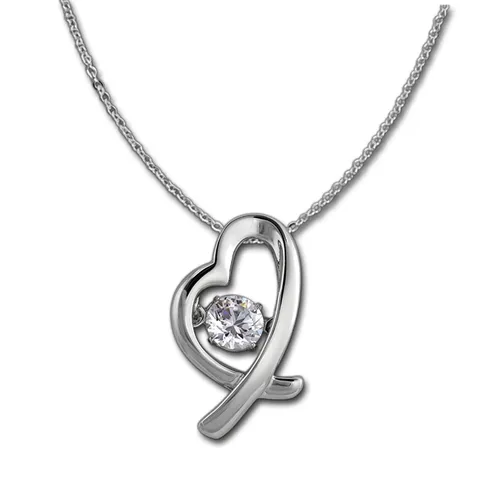 SilberDream Kette und Anhänger Set SilberDream Dancing Stein Herz Kette (2-tlg., Schmucksets), Herzanhänger 925 Sterling Silber, weiß