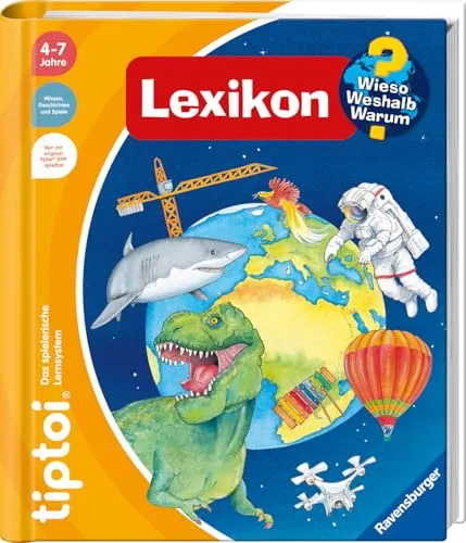 Ravensburger tiptoi Wieso? Weshalb? Warum? Lexikon - Gesellschaftsspiel für Kinder ab 4 Jahren, bietet spannende Informationen und authentische Geräusche, die das Lernen fördern und die Neugier wecken.