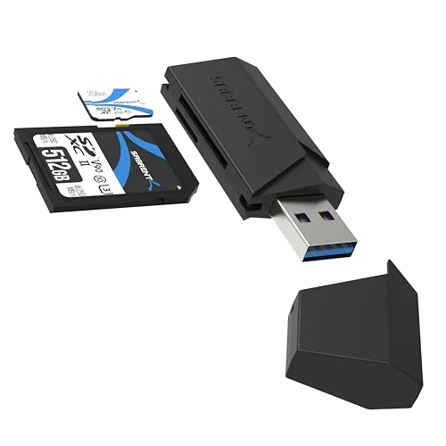 SABRENT SD, Micro SD Kartenleser, USB 3.2 gen 1 Kartenleser, 5Gbps High Speed Externe Kartenlesegeräte OTG Adapter unterstützt MMC/TF/SDXC/SDHC/Micro SDHC/Micro SDXC, für PC, usw (CR-UMSS)