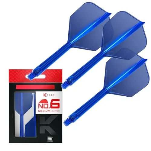 Target Darts K Flex Integrated Dart Flights and Shafts, Nr.6 Blau (Medium) | 3er Pack K-Flex - No6, Kflex All In One Moulded Dart Flight & Stem | Professionelles Dart Zubehör