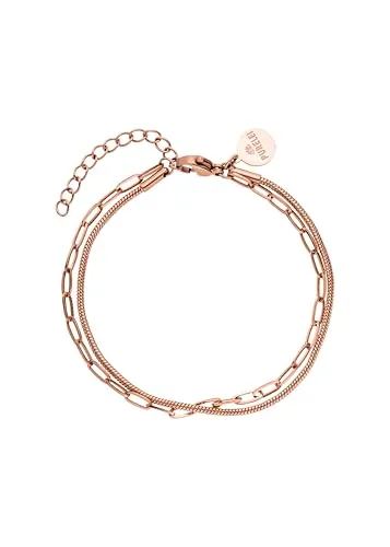 Purelei® Double Elegance Armband – Doppelte Gliederkette & Snake-Chain - Elegantes doppelreihiges Armband aus hochwertigem Edelstahl, wasserfest und verstellbar für optimalen Tragekomfort. Erhältlich in 14K Gold, 18K Roségold oder Silber – ideal für jeden Anlass.
