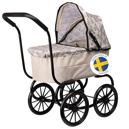 Skr llan Puppenwagen - Klassischer Puppenwagen für Puppen bis 45 cm, fördert Kreativität und sicheres Spielvergnügen für Kinder ab 3 Jahren