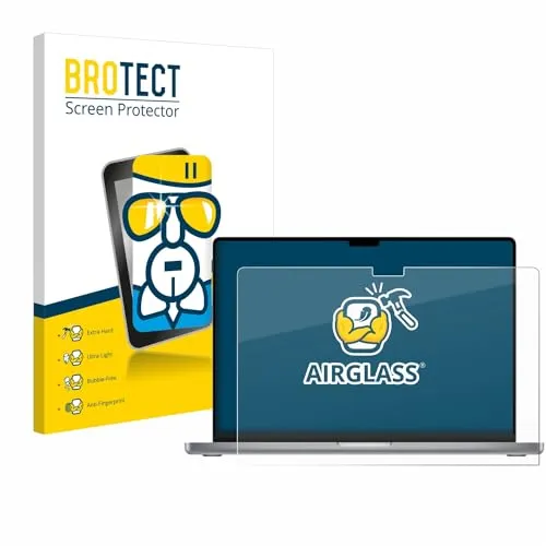 BROTECT Schutzglas für Apple MacBook Pro 16" 2021 Schutzfolie Panzer Folie Glas [Extrem Kratzfest 9H, Anti-Fingerprint, Ultra-Transparent]