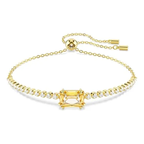 Swarovski Matrix Tennis Armband – Vergoldetes Damenarmband mit Zirkonia - Elegantes Armband für Damen mit vergoldeter Oberfläche und strahlenden Zirkonia in Weiß und Karamell. Längenverstellbar von 12 bis 24 cm, ideal für jeden Anlass und jedes Outfit.
