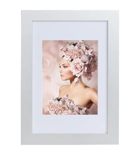 IDEAL TREND Bilderrahmen Holz Rahmen Plexi Acryl Collage Wanddeko Poster quadratisch S215: Farbe: Silber | Format: 21x29,7 A4