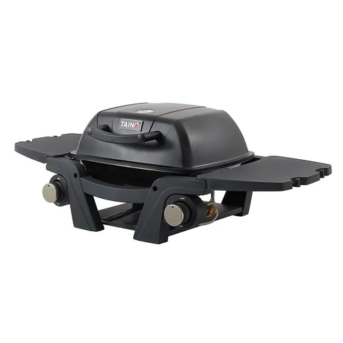 TAINO Camping-Gasgrill MAHTO, Tischgrill, Balkongrill, 2 Brenner, Schwarz
