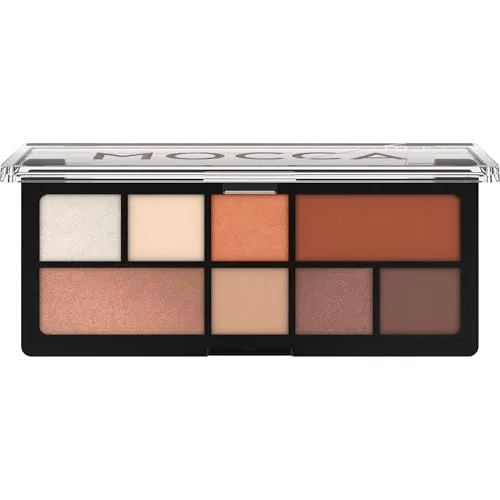 Catrice The Hot Mocca Eyeshadow Palette, Lidschatten, Braun, 8 Braun-Töne, schimmernd, metallisch, matt, vegan, ohne Mikroplastikpartikel, Nanopartikel frei, ohne Parfüm, 1er Pack (9g)