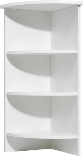 Saphir Eckregal Quickset 335 - Weißes Abschlussregal für Unterschrank - Eckregal in Weiß, 81 cm hoch und mit 3 festen Böden, ideal für platzsparende Aufbewahrung im Bad oder Wohnzimmer. Pflegeleicht und Made in Germany.