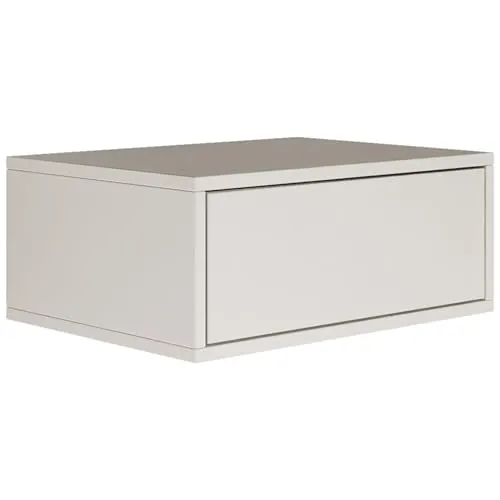Selsey Nachttisch Framme, Weiß, Holzwerkstoff, 1 Schublade, Wandhängend, 50x20.8x36 cm - Eleganter wandhängender Nachttisch Framme: Platzsparend und mit Push-to-Open-System für eine nahtlose Optik – perfekt für kleine Schlafzimmer.