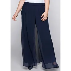Schlupfhose SHEEGO "Große Größen" Damen Gr. 52, elegant in Blau - Stoffhose im Lagenlook von sheego, verbindet Rock-Charakter mit bequemer Schlupfhose. Hohe Seitenschlitze und elastischer Bund für perfekten Tragekomfort.