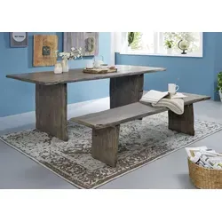 Baumbank Akazie 200x38x45 grau lackiert - PURE ACACIA - Moderne Baumbank aus massivem Akazienholz mit natürlichem Charme. Ideal für Esstische im Baumkante-Stil. Entdecken Sie auch andere Massivholzmöbel der Serie PURE ACACIA!