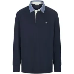 Gant Herren Poloshirt 2004082 - Navy Chambray, Lässig und Hochwertig - Herren-Shirts: Lässiges Heavy Rugger aus 100 % Baumwolle mit traditionellem Design und gesticktem GANT-Abzeichen. Unterstützen Sie nachhaltige Baumwollproduktion!