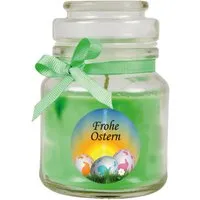 HS Candle Duftkerze & Glas Frohe Ostern Bonbon Ø7 cm Coconut Limes Ostereier