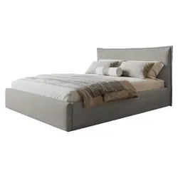 Bett Rimini 120x200 mit Bettkasten, grau - Das elegante Polsterbett Rimini bietet durch hochwertigen Jasminstoff und einen praktischen Bettkasten zusätzlichen Stauraum. Der flexible Federrahmen sorgt für optimalen Schlafkomfort und passt sich perfekt Ihren Bedürfnissen an.