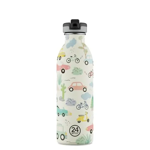 Bottles Trinkflasche Kids Urban Bottle Adventure Friends 500ml - Bunte 500ml Trinkflasche aus robustem Stahl und PP, ideal für kleine Abenteurer. Perfekt für Schule und Freizeit.