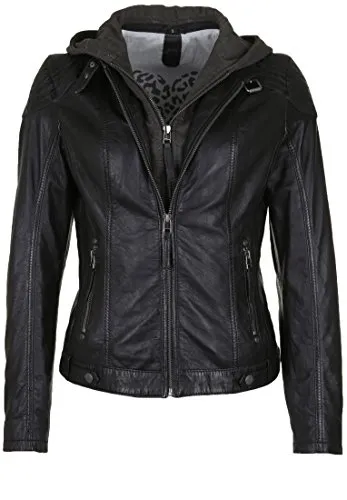 Mauritius Cacey LEGV Frauen Lederjacke schwarz 3XL - Funktionsjacken – Hochwertige 100% Lederjacke im normalen Schnitt, ideal für Biker und Casual Wear. Langlebig und in intensiver Farbe für einen stylischen Look!