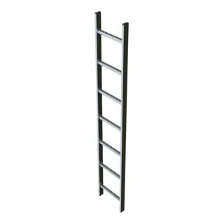 Schachtleiter Edelstahl V4A 7Sp - 1.960mm - Leiter aus robustem Edelstahl V4A, ideal für sichere Zugänge mit 7 Sprossen und einer Breite von 300mm. Perfekt für den Einsatz in Schachtanlagen.