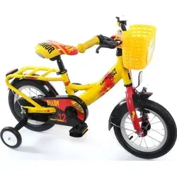 Leader Fox Star Girl Kinderfahrrad 12 Zoll in Gelb/Rot - Robustes Aluminium-Kinderfahrrad mit verstellbarem Vorbau und sicherem Design. Ideal für kleine Abenteurer und mit bequemen Sattel für Fahrkomfort.