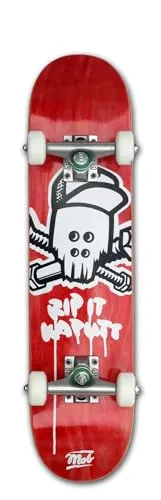 Mob Skateboard Skull Micro 6.5 Complete - Kompaktes Einsteigerboard - Cruiserboards, sofort fahrbereit mit robustem 7-Schichten Ahornholz-Deck für Stabilität und Langlebigkeit. Cooles Totenkopf-Design macht es zum Hingucker für Kinder und Anfänger.