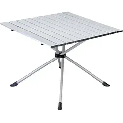 Portal PORTO Camping Falttisch 60x60cm - Faltbarer Gartentisch in Silber - Camping-Möbel mit robuster Lamellen-Tischplatte und zerlegbarem Stahlrahmen, ideal für einfaches Aufbauen und transportieren – perfekt für jedes Outdoor-Abenteuer.