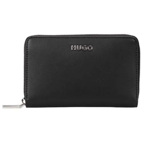 HUGO Damen Portemonnaie 'Mel' in Black - Geldbörse mit praktischer Aufteilung für Scheine und Karten, hochwertige Verarbeitung und stilvolle Label-Applikation für den eleganten Alltag.