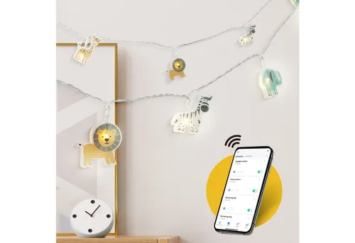 COZY HOME Lichterkette Safari für Kinder - Weihnachtsbeleuchtung mit 20 warmweißen Tiermotiven, steuerbar über App, dimmbar und mit Musikmodus – ideal für ein gemütliches Kinderzimmer!