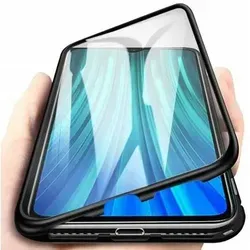 360° Magnet Full Slim Metall Schutz Tasche Handyhülle + Schutzglas Vorder- und Rückseite Schwarz für iPhone 12 Pro Max