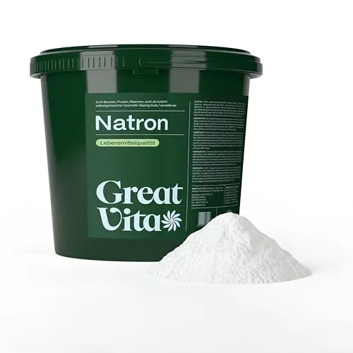 GreatVita Natron Pulver - Nützliche Haushaltshelfer, vielseitig einsetzbar als Backpulver und sanftes Reinigungsmittel für Haut und Haare - Premium-Qualität für natürliche Frische!