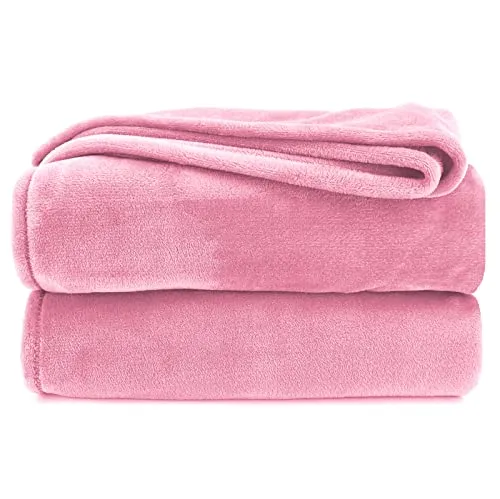 heimtexland Kuscheldecke flauschig Flanell Wohndecke warm Oekotex Tagesdecke Überwurf Sofadecke fusselfrei Fleecedecke Super Soft XL Decke 150x200 cm Typ380 Rosa