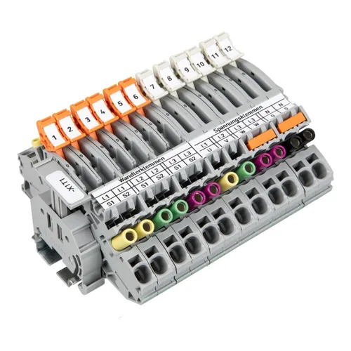 WAGO Stromwandlerklemmenblock 821-210 – Messtrenn-Reihenklemmen - Hochwertiger Stromwandlerklemmenblock von WAGO, ideal für präzise Messungen. Kompakte Bauweise mit bis zu 24 Klemmstellen pro Etage und einfachem Federzuganschluss.