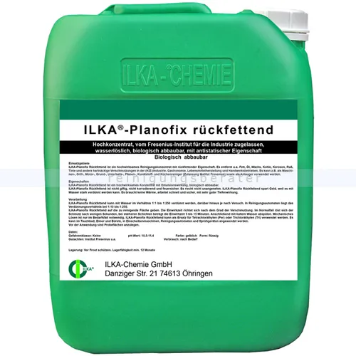 Kraftreiniger ILKA Planofix rückfettend 30 L vom Fresenius-Institut für Industrie zugelassen