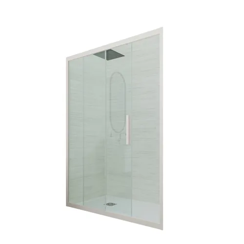 PORTA DOCCIA SCORREVOLE IN PVC KLARGLAS CHAMPAGNE PROFIL 150 CM MOD. DECO - Elegante Duschabtrennung aus Klarglas mit einem stilvollen Champagne-Profil. Ideal für moderne Badezimmer, sorgt für einen offenen Raum und ist einfach zu reinigen.