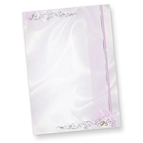 Briefpapier Hochzeit silbergrau (250 Stück) beidseitig bedrucktes A4 Schreib-Papier, z.B. für Einladungen, Kirchen-Hefte, Hochzeits-Zeitung