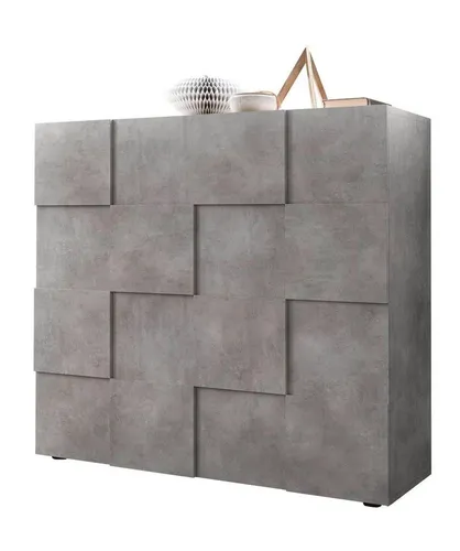 Home affaire Highboard Dama Höhe 111 cm, Breite 121 cm, Kommode 2 Türen, Hochkommode, Front in 3D-Optik, viel Stauraum, verschiedene Farben